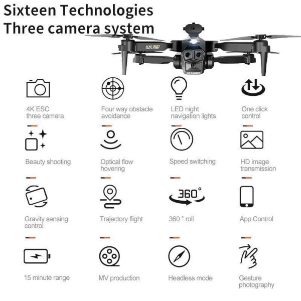 3D Printers & Quadcopters |   2023 K10 Max Mini Drone 8K Professional Grade Triple Camera Wide Angle Optical Flow Positioning Four Way Obstacle Avoidance Rc Quadcopter Drone 3D Printers & Quadcopters 3D Printers & Quadcopters