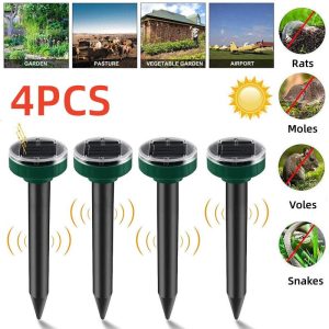 Animals & Insects |   4Pcs Led Solar Ultrasonic Square Plug-In Ground Rat Repeller Farm Solar Snake Repeller Animals & Insects Animals & Insects