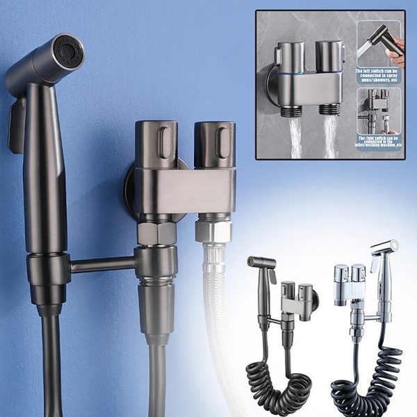 Bathroom Products |   4Pcs Wall Mounted Toilet Bidet Sprayer Set With Hose Handheld Stainless Steel Cleaning Faucet Bidet Wash Shower Set Bathroom Products Bathroom Products