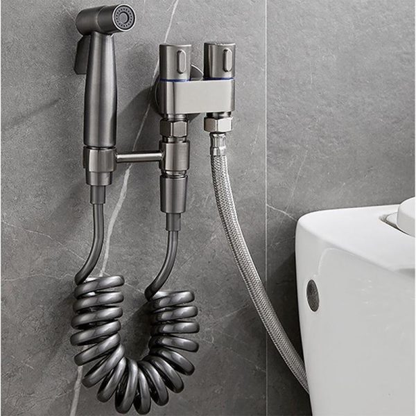 Bathroom Products |   4Pcs Wall Mounted Toilet Bidet Sprayer Set With Hose Handheld Stainless Steel Cleaning Faucet Bidet Wash Shower Set Bathroom Products Bathroom Products