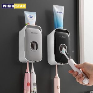 Bathroom Products |   Automatic Toothpaste Dispenser Toothbrush Holder Wall Mount Toothbrush Storage Rack Toothpaste Squeezer Bathroom Products Bathroom Products