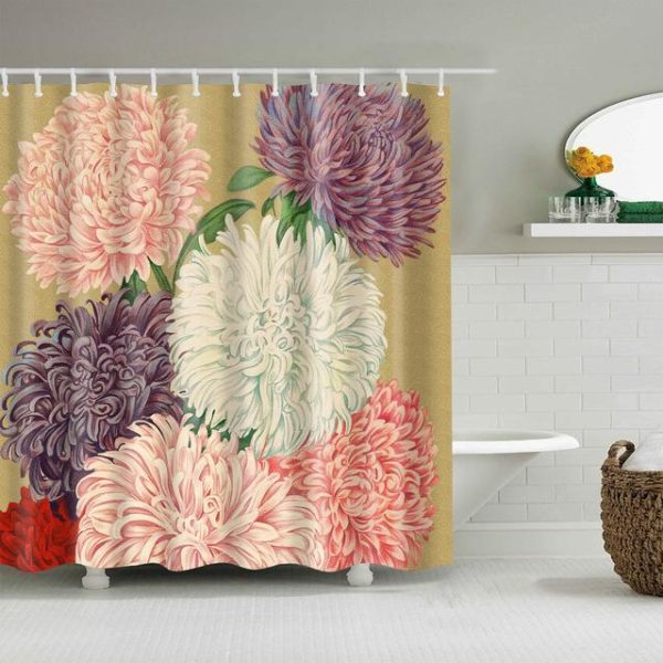 Bathroom Products |   Chinese Style Flower Branch Landscape Shower Curtain 3D Printing Sunflower Bathroom Accessories Sets Waterproof Polyester Screen Bathroom Products Bathroom Products