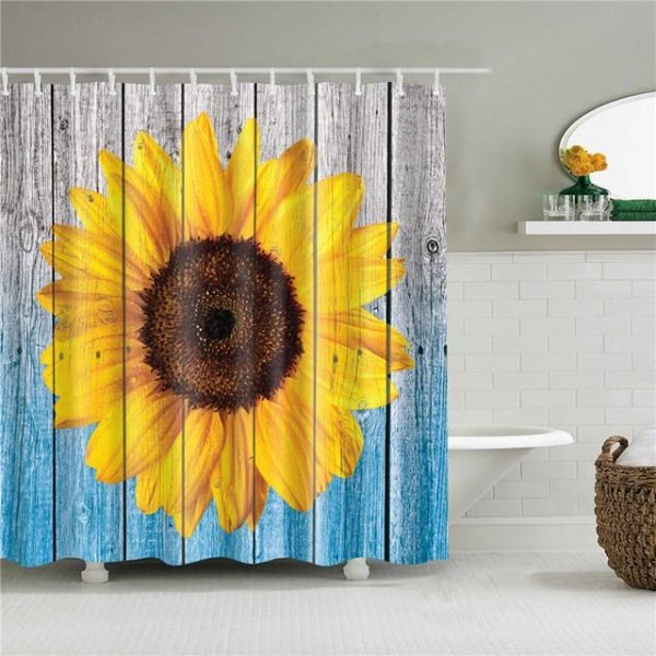 Bathroom Products |   Chinese Style Flower Branch Landscape Shower Curtain 3D Printing Sunflower Bathroom Accessories Sets Waterproof Polyester Screen Bathroom Products Bathroom Products