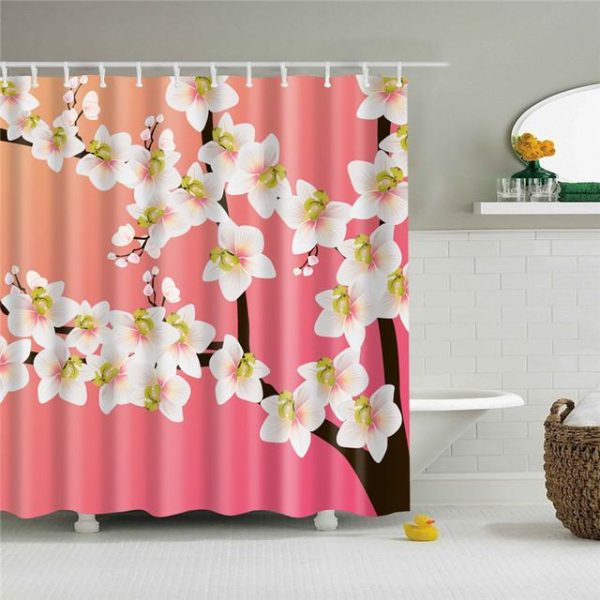 Bathroom Products |   Chinese Style Flower Branch Landscape Shower Curtain 3D Printing Sunflower Bathroom Accessories Sets Waterproof Polyester Screen Bathroom Products Bathroom Products