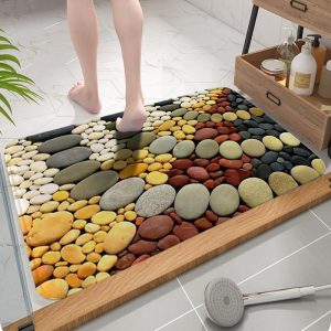 Bathroom Products |   Colourful Bathroom Kitchen Carpet Hallway Doormat Anti-Slip Carpet Absorb Water Kitchen Bath Mat Pattern Cobblestone Floor Mat Bathroom Products Bathroom Products