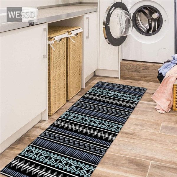 Bathroom Products |   Geometric Print Laundry Mat Absorbent Non-Slip Bathroom Runner Rug Ethnic Style Kitchen Floor Mat Boho Rug Bathroom Products Bathroom Products