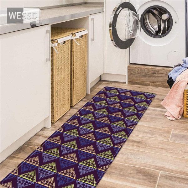 Bathroom Products |   Geometric Print Laundry Mat Absorbent Non-Slip Bathroom Runner Rug Ethnic Style Kitchen Floor Mat Boho Rug Bathroom Products Bathroom Products