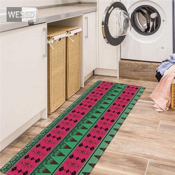 Bathroom Products |   Geometric Print Laundry Mat Absorbent Non-Slip Bathroom Runner Rug Ethnic Style Kitchen Floor Mat Boho Rug Bathroom Products Bathroom Products