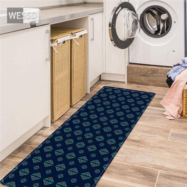 Bathroom Products |   Geometric Print Laundry Mat Absorbent Non-Slip Bathroom Runner Rug Ethnic Style Kitchen Floor Mat Boho Rug Bathroom Products Bathroom Products