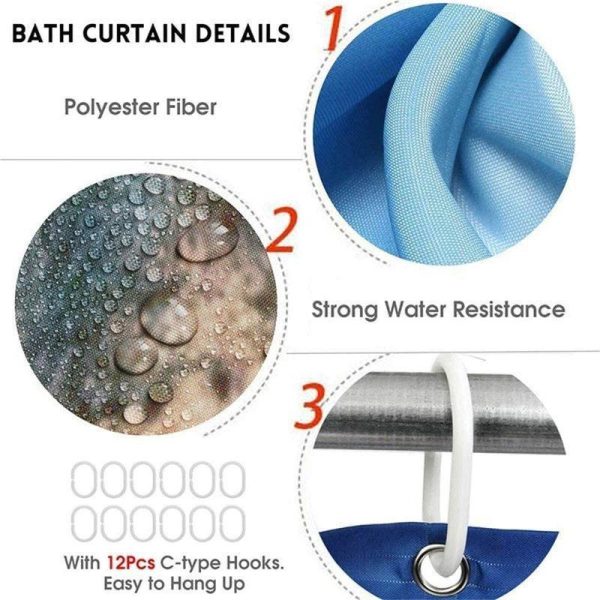 Bathroom Products |   Home Decor Waterproof Shower Curtain Set With 12 Hooks Toilet Covers Bath Mats For Bathroom Non Slip Rug Carpet Polyester Fabric Washable Bathroom Products Bathroom Products