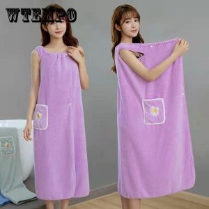 Bathroom Products |   Lengthened Bath Towel Can Be Worn To Wrap Adult Bathrobes And Household Clothes Are Soft Without Shedding Hair Bathroom Products Bathroom Products