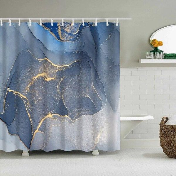 Bathroom Products |   Luxury Gold Marbling Shower Curtains Geometric Stripes Drapes For Bathroom Accessories Set Bathtub Curtain With Hooks Waterproof Bathroom Products Bathroom Products