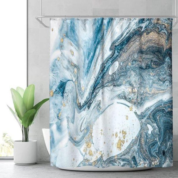 Bathroom Products |   Luxury Gold Marbling Shower Curtains Geometric Stripes Drapes For Bathroom Accessories Set Bathtub Curtain With Hooks Waterproof Bathroom Products Bathroom Products