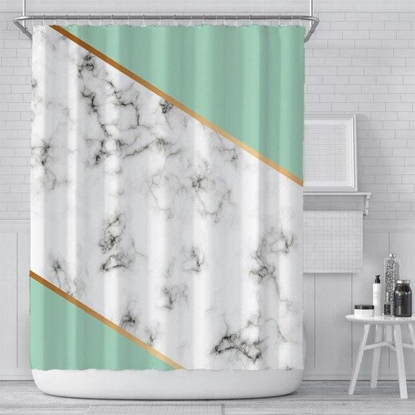 Bathroom Products |   Luxury Gold Marbling Shower Curtains Geometric Stripes Drapes For Bathroom Accessories Set Bathtub Curtain With Hooks Waterproof Bathroom Products Bathroom Products