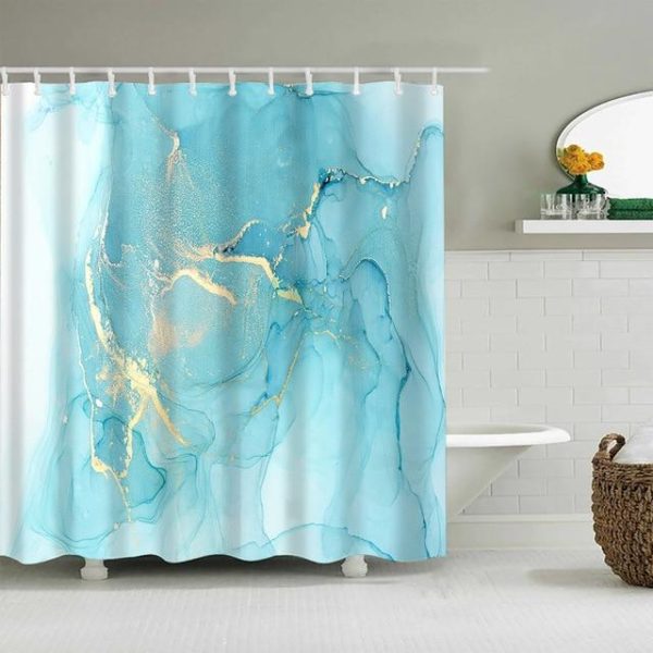 Bathroom Products |   Luxury Gold Marbling Shower Curtains Geometric Stripes Drapes For Bathroom Accessories Set Bathtub Curtain With Hooks Waterproof Bathroom Products Bathroom Products