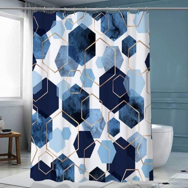 Bathroom Products |   Luxury Gold Marbling Shower Curtains Geometric Stripes Drapes For Bathroom Accessories Set Bathtub Curtain With Hooks Waterproof Bathroom Products Bathroom Products