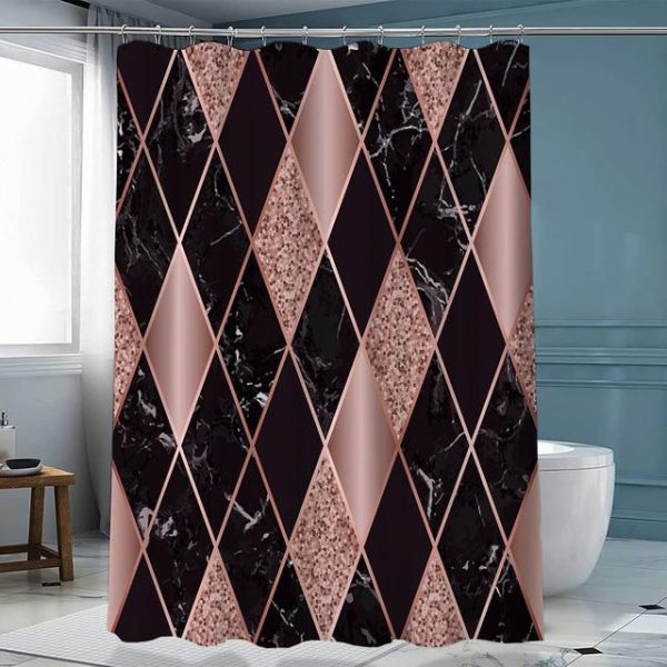 Bathroom Products |   Luxury Gold Marbling Shower Curtains Geometric Stripes Drapes For Bathroom Accessories Set Bathtub Curtain With Hooks Waterproof Bathroom Products Bathroom Products