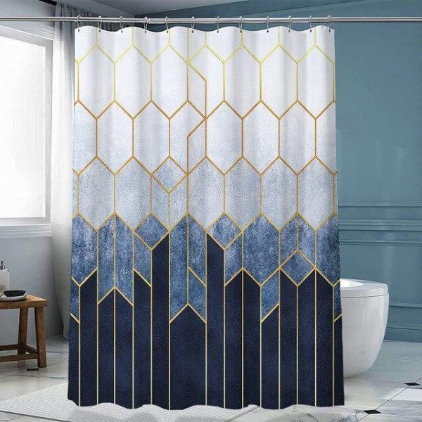 Bathroom Products |   Luxury Gold Marbling Shower Curtains Geometric Stripes Drapes For Bathroom Accessories Set Bathtub Curtain With Hooks Waterproof Bathroom Products Bathroom Products