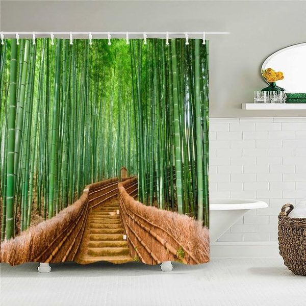 Bathroom Products |   Modern 3D Printing Forest Shower Curtain Green Plant Tree Landscape Bath Curtain With Hooks For Bathroom Waterproof Scenery Bathroom Products Bathroom Products