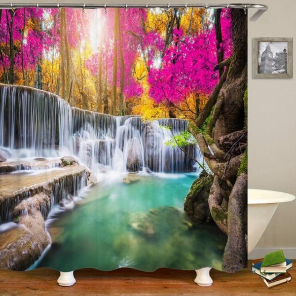 Bathroom Products |   Modern 3D Printing Forest Shower Curtain Green Plant Tree Landscape Bath Curtain With Hooks For Bathroom Waterproof Scenery Bathroom Products Bathroom Products