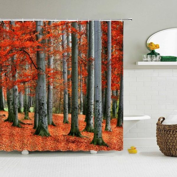 Bathroom Products |   Modern 3D Printing Forest Shower Curtain Green Plant Tree Landscape Bath Curtain With Hooks For Bathroom Waterproof Scenery Bathroom Products Bathroom Products