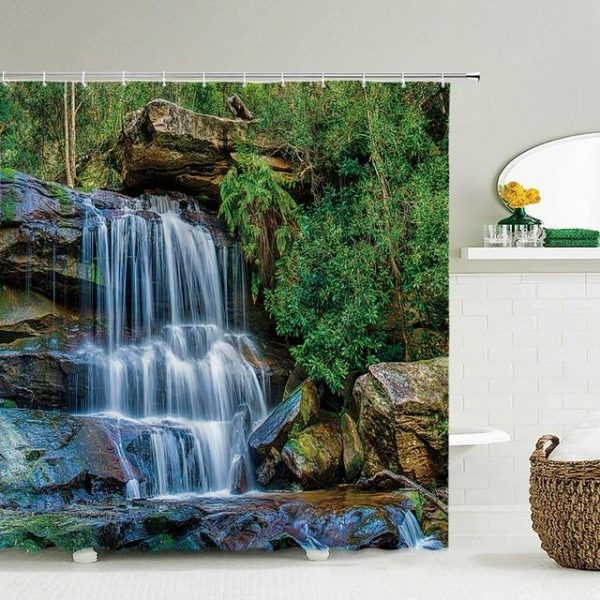 Bathroom Products |   Modern 3D Printing Forest Shower Curtain Green Plant Tree Landscape Bath Curtain With Hooks For Bathroom Waterproof Scenery Bathroom Products Bathroom Products