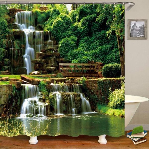 Bathroom Products |   Modern 3D Printing Forest Shower Curtain Green Plant Tree Landscape Bath Curtain With Hooks For Bathroom Waterproof Scenery Bathroom Products Bathroom Products