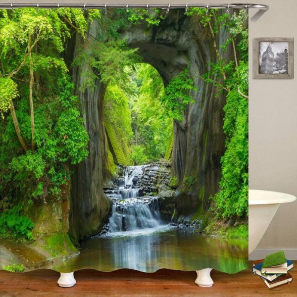 Bathroom Products |   Modern 3D Printing Forest Shower Curtain Green Plant Tree Landscape Bath Curtain With Hooks For Bathroom Waterproof Scenery Bathroom Products Bathroom Products