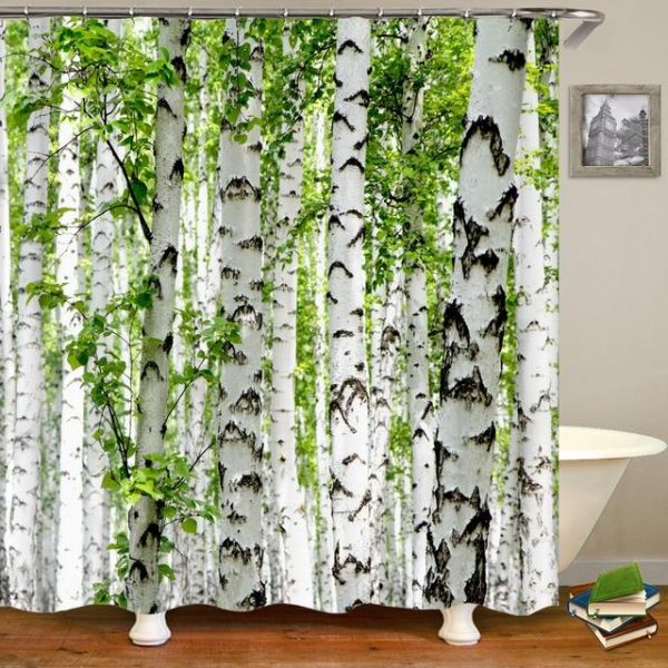 Bathroom Products |   Modern 3D Printing Forest Shower Curtain Green Plant Tree Landscape Bath Curtain With Hooks For Bathroom Waterproof Scenery Bathroom Products Bathroom Products