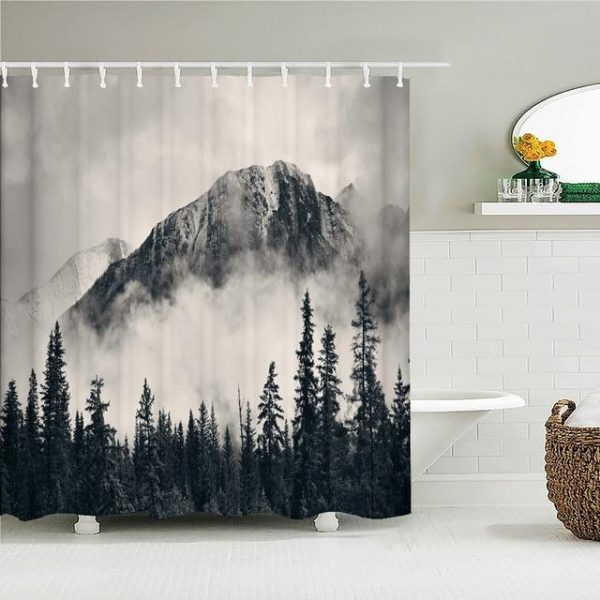 Bathroom Products |   Modern 3D Printing Forest Shower Curtain Green Plant Tree Landscape Bath Curtain With Hooks For Bathroom Waterproof Scenery Bathroom Products Bathroom Products