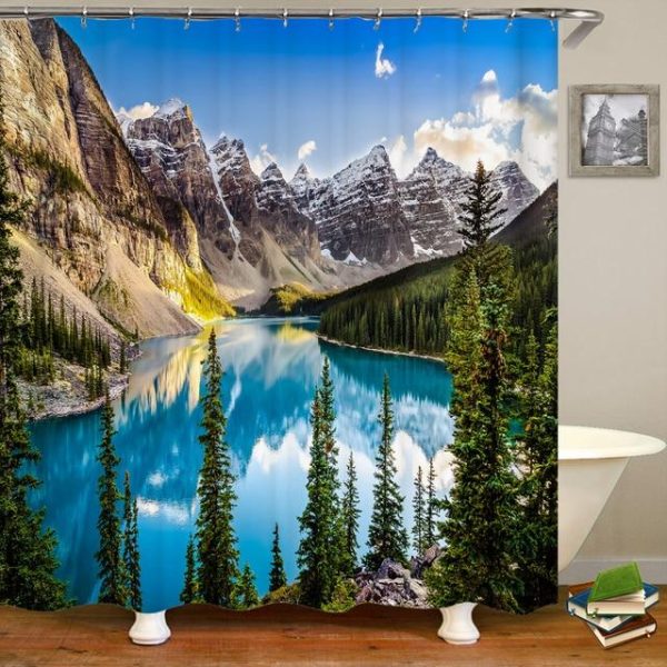 Bathroom Products |   Modern 3D Printing Forest Shower Curtain Green Plant Tree Landscape Bath Curtain With Hooks For Bathroom Waterproof Scenery Bathroom Products Bathroom Products