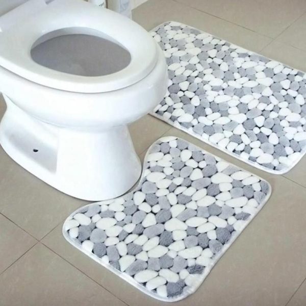 Bathroom Products |   Soft Non Slip 2Pcs Coral Velvet Bathroom Shower Mat Toilet Floor Rug Carpet Pad Bathroom Products Bathroom Products