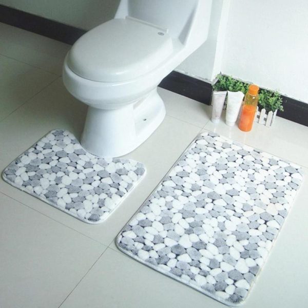 Bathroom Products |   Soft Non Slip 2Pcs Coral Velvet Bathroom Shower Mat Toilet Floor Rug Carpet Pad Bathroom Products Bathroom Products