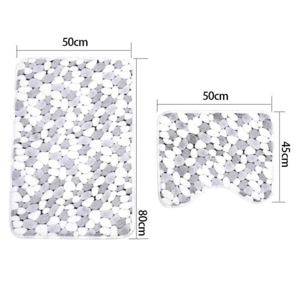 Bathroom Products |   Soft Non Slip 2Pcs Coral Velvet Bathroom Shower Mat Toilet Floor Rug Carpet Pad Bathroom Products Bathroom Products