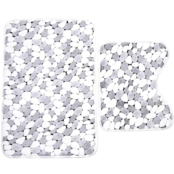 Bathroom Products |   Soft Non Slip 2Pcs Coral Velvet Bathroom Shower Mat Toilet Floor Rug Carpet Pad Bathroom Products Bathroom Products