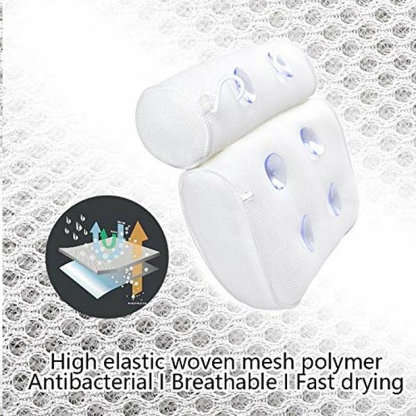 Bathroom Products |   Spa 3D Mesh Bath Tub Pillow Neck Relax Home Massage Cushion W/6 Suction Cups Bathroom Products Bathroom Products