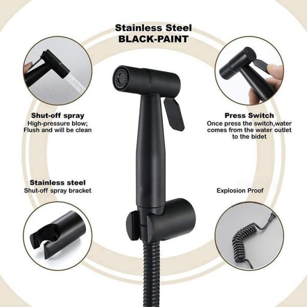 Bathroom Products |   Stainless Steel Portable Bidet Sprayer Cold Bathroom Bidet Faucet Valve Jet Set Ass Shower Enema Black Bathroom Products Bathroom Products