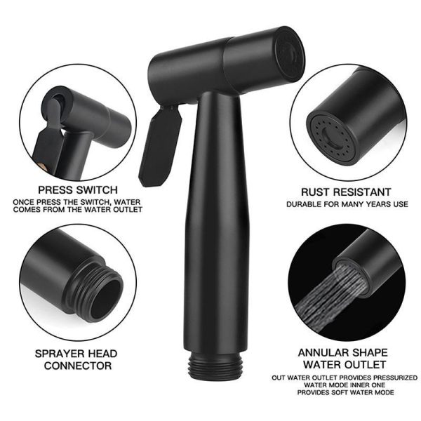 Bathroom Products |   Stainless Steel Portable Bidet Sprayer Cold Bathroom Bidet Faucet Valve Jet Set Ass Shower Enema Black Bathroom Products Bathroom Products