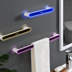 Bathroom Products |   Towel Rack Free Punch Toilet Bathroom Suction Cup Hanger Bath Towel Shelf Nordic Simple Creative Single Bar Towel Bar Bathroom Products Bathroom Products