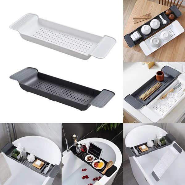 Bathroom Products |   Wcic New Extendable Bathtub Bath Shelf Shower Tray Bathtub Shelf Towel Book Holder Storage Organizer Accessories Bathroom Products Bathroom Products