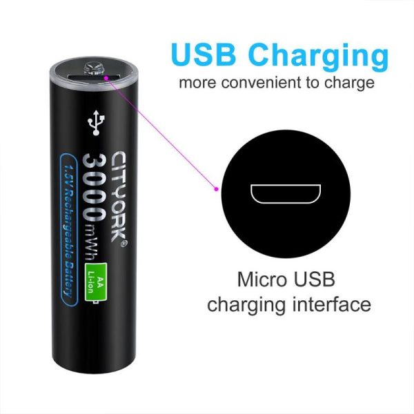 Batteries & Spare Parts |   Cityork 1.5V Aa Lithium Ion Rechargerable Battery Micro Usb Fast Charging Aa Batteri+Usb Cable For Keyboard Remote Control Toy Batteries & Spare Parts Batteries & Spare Parts