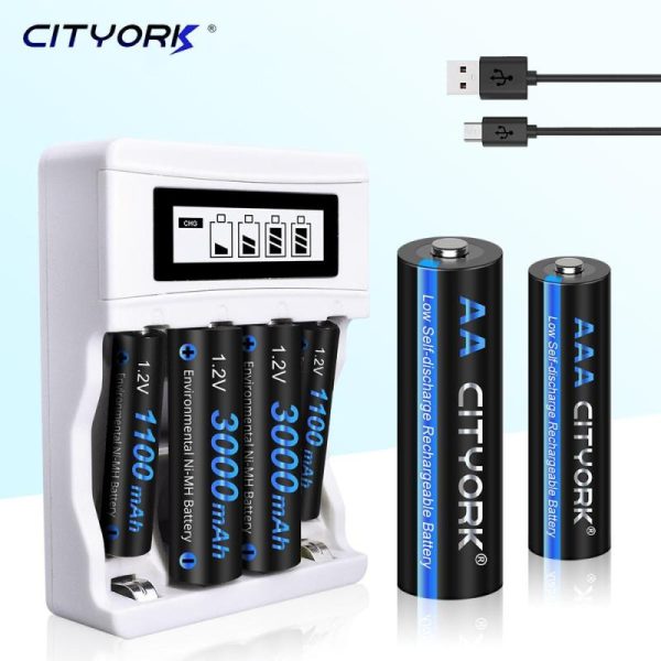 Batteries & Spare Parts |   Cityork Aa Battery Nimh Aa 3000Mah 1.2V 2A Ni-Mh Aa Rechargeable Battery  With 1.2V Usb Aa Aaa Battery Charger Batteries & Spare Parts Batteries & Spare Parts