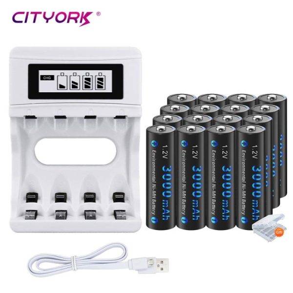 Batteries & Spare Parts |   Cityork Aa Battery Nimh Aa 3000Mah 1.2V 2A Ni-Mh Aa Rechargeable Battery  With 1.2V Usb Aa Aaa Battery Charger Batteries & Spare Parts Batteries & Spare Parts