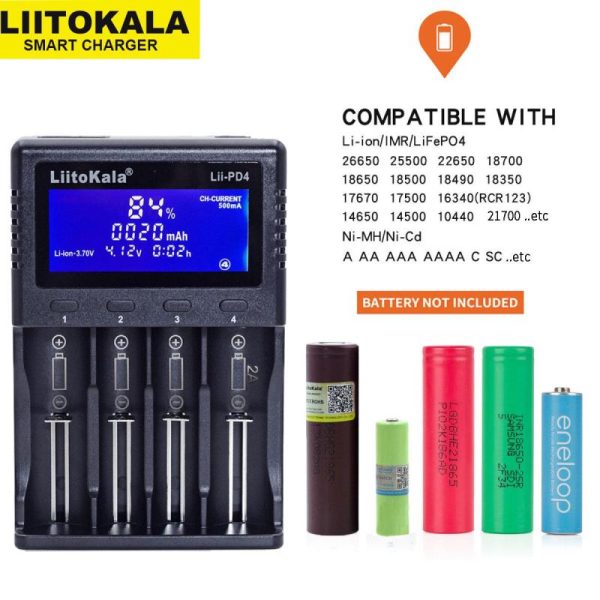 Batteries & Spare Parts |   Liitokala Lii-Pd4 Lcd Nimh Liion Battery  2A Output Charger For 3.7V 18650  21700 26650 1.2V Aa Aaa Batteries & Spare Parts Batteries & Spare Parts