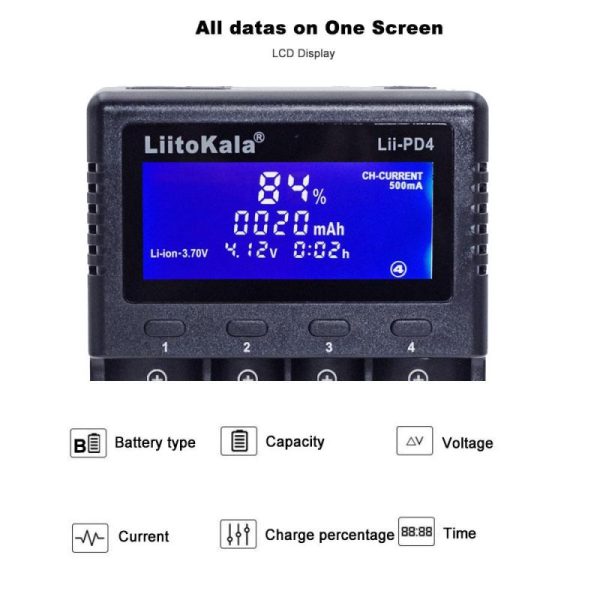 Batteries & Spare Parts |   Liitokala Lii-Pd4 Lcd Nimh Liion Battery  2A Output Charger For 3.7V 18650  21700 26650 1.2V Aa Aaa Batteries & Spare Parts Batteries & Spare Parts