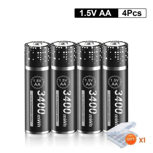 Batteries & Spare Parts |   Palo 1.5V Aa Rechargeable Battery Lithium-Ion Aa Battery 3400Mwh 1.5V Aa Li-Ion Batteries For Toy Remote Control Mp3 Clocks Toy Battery Batteries & Spare Parts Batteries & Spare Parts