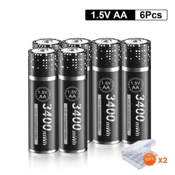 Batteries & Spare Parts |   Palo 1.5V Aa Rechargeable Battery Lithium-Ion Aa Battery 3400Mwh 1.5V Aa Li-Ion Batteries For Toy Remote Control Mp3 Clocks Toy Battery Batteries & Spare Parts Batteries & Spare Parts