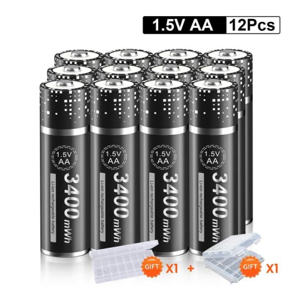 Batteries & Spare Parts |   Palo 1.5V Aa Rechargeable Battery Lithium-Ion Aa Battery 3400Mwh 1.5V Aa Li-Ion Batteries For Toy Remote Control Mp3 Clocks Toy Battery Batteries & Spare Parts Batteries & Spare Parts