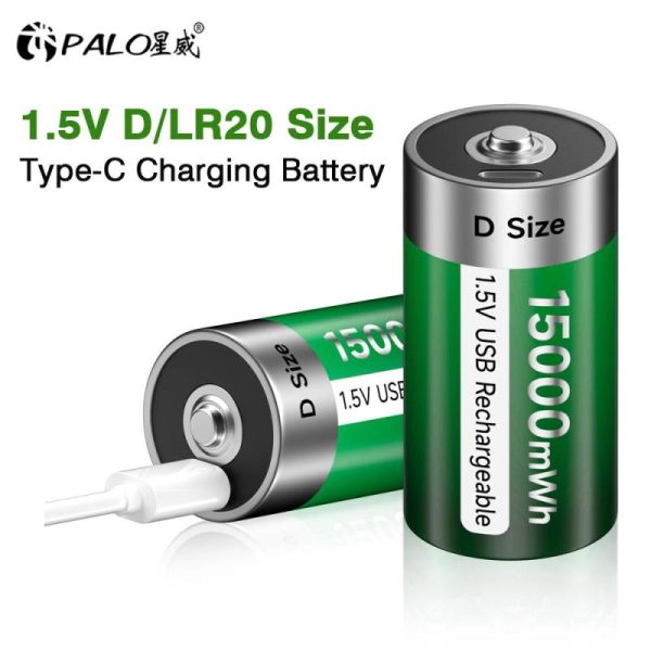 Batteries & Spare Parts |   Palo 1.5V D Size Rechargeable Battery Type-C Usb Charging D R20 Lr20 Li-Ion Batteries Battery For Heater Gas Stove Batteries & Spare Parts Batteries & Spare Parts