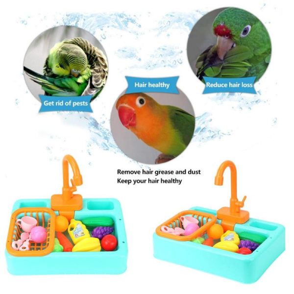 Birds |   Automatic Parrot Bathtub Swimming Pool Water Dispenser Bird Feeder Parrot Paddling Pool Faucet Parrot Bath Shower Children’s Kitchen Toy Birds Birds